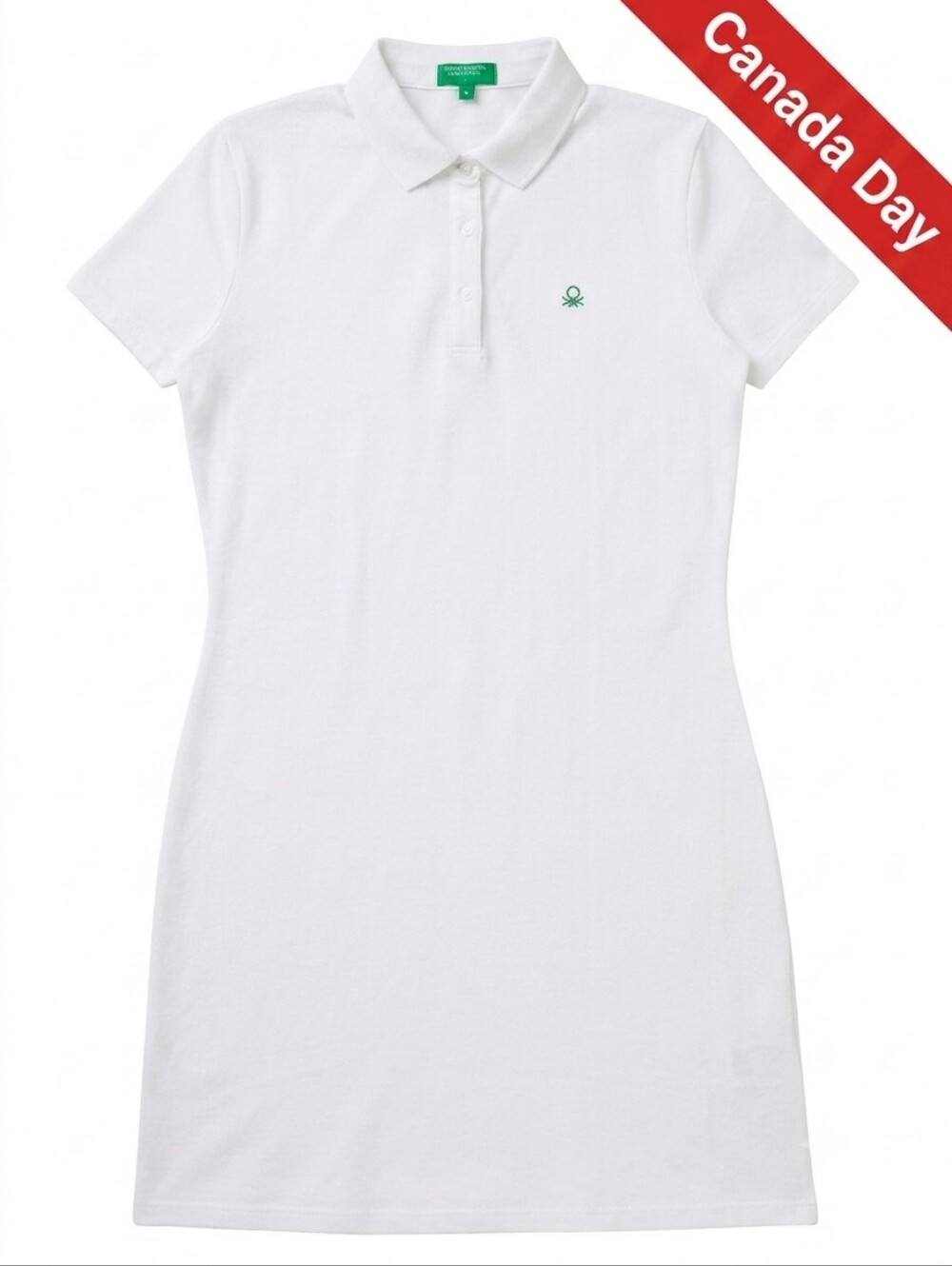 United Colors Of Benetton White Polo Mini Dress NWT Size Large Preppy Sporty